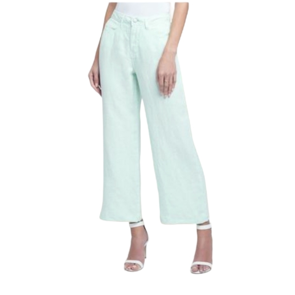 L'agence Danica High-waisted Wide-leg Linen Pants in Mint Women's 32